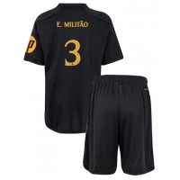 Dres Real Madrid Eder Militao #3 Rezervni za djecu 2023-24 Kratak Rukav (+ kratke hlače)